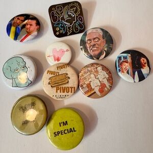 Y2K button flair, vintage buttons, Assorted Pin Set